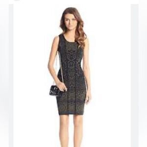 Diane Von Furstenberg (DVF) Black and Green Mini Bodycon Dress Size P (Petite)